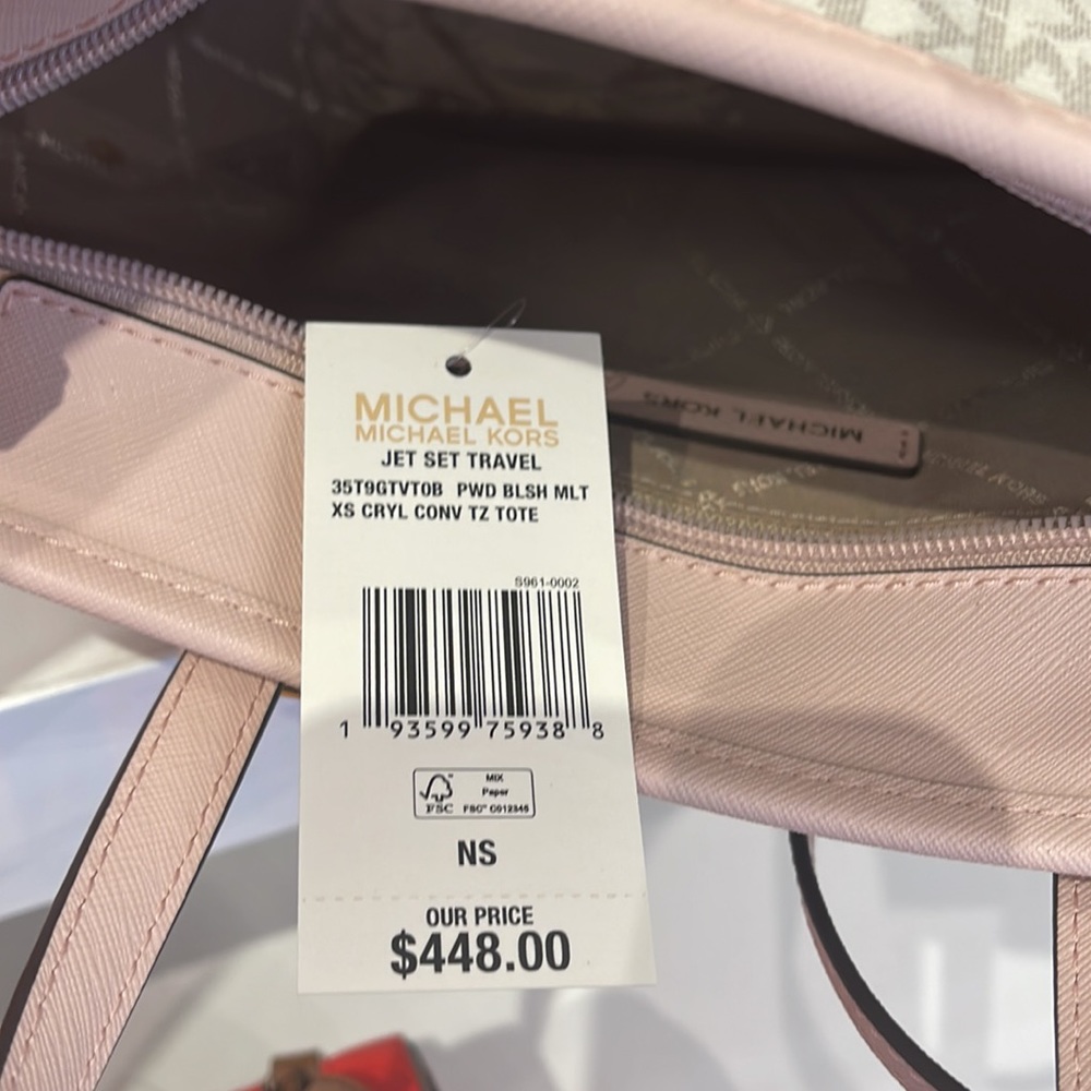 MICHAEL KORS 
Jet Set Travel Extra-Small Logo Top-Zip Tote Bag
Powder Blush
NWT - Picture 13 of 16